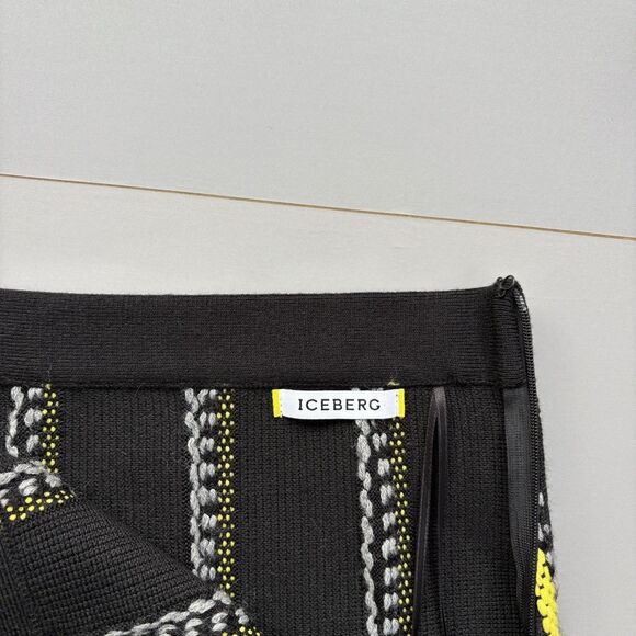 ICEBERG Frayed Knit Skirt Wool Blend ALine Colorful Women Medium Cybergoth Italy - Picture 4 of 12